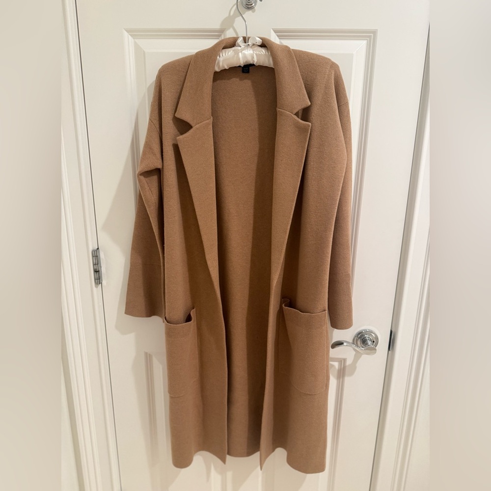 J.Crew Ella Open-Front Long Sweater-Blazer in Camel, XXS